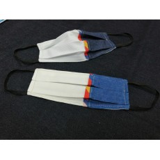 Máscara de piquê e ganga com vivo de tecido regional - Made by Hugo Santos