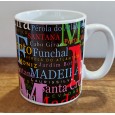 Caneca com os nomes de locais da Madeira